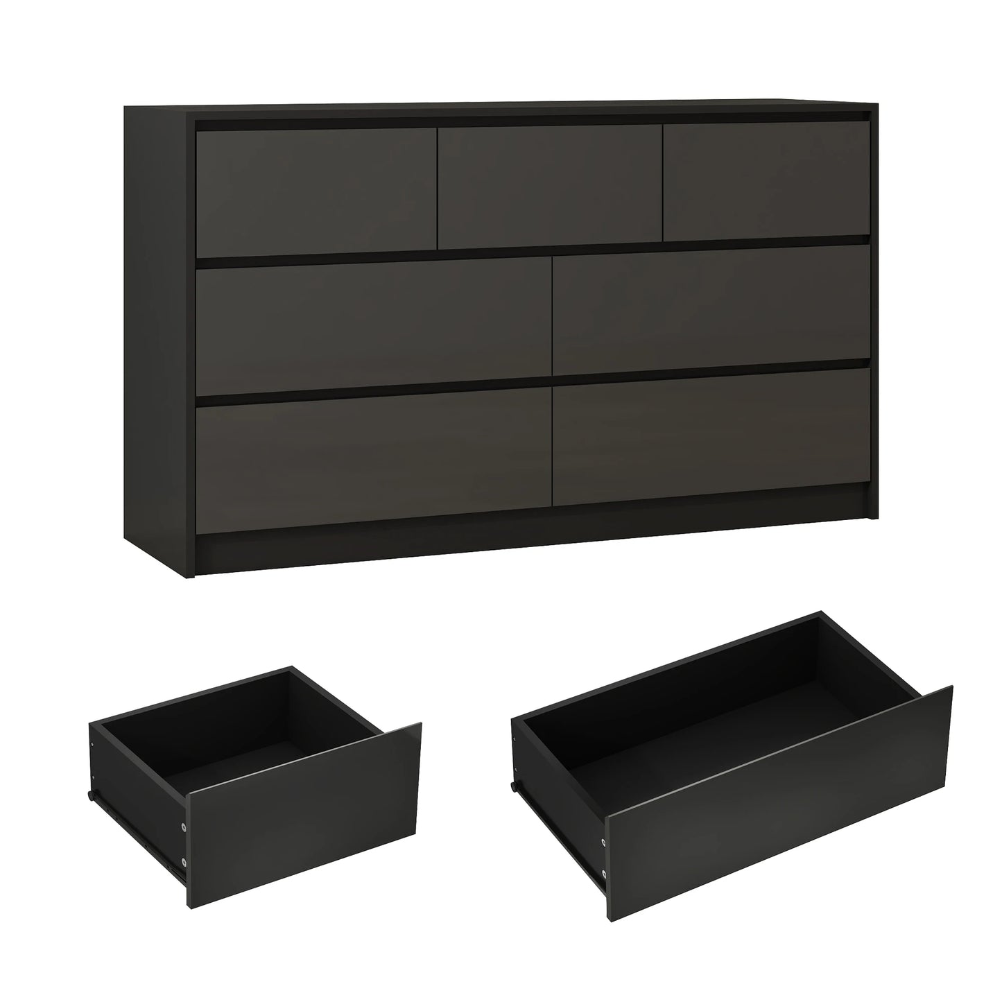 QiaoShiRen 7 Drawer Dresser Modern High Gloss Finish