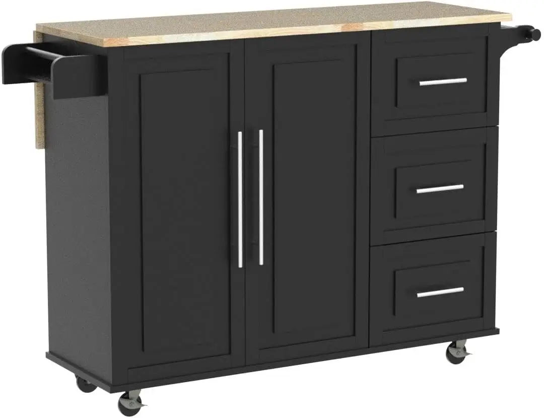 XMSJ Kitchen Island Cart On Wheels Drop Leaf With Storage