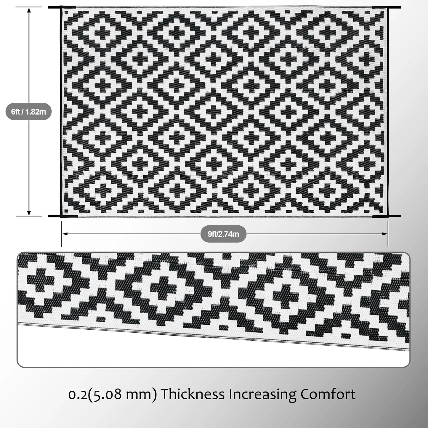 WESTTUNE Outdoor Rug Foldable Reversible Plastic Straw Area Rugs Large Floor Mat for RV Patio Backyard Deck Picnic Beach Camping