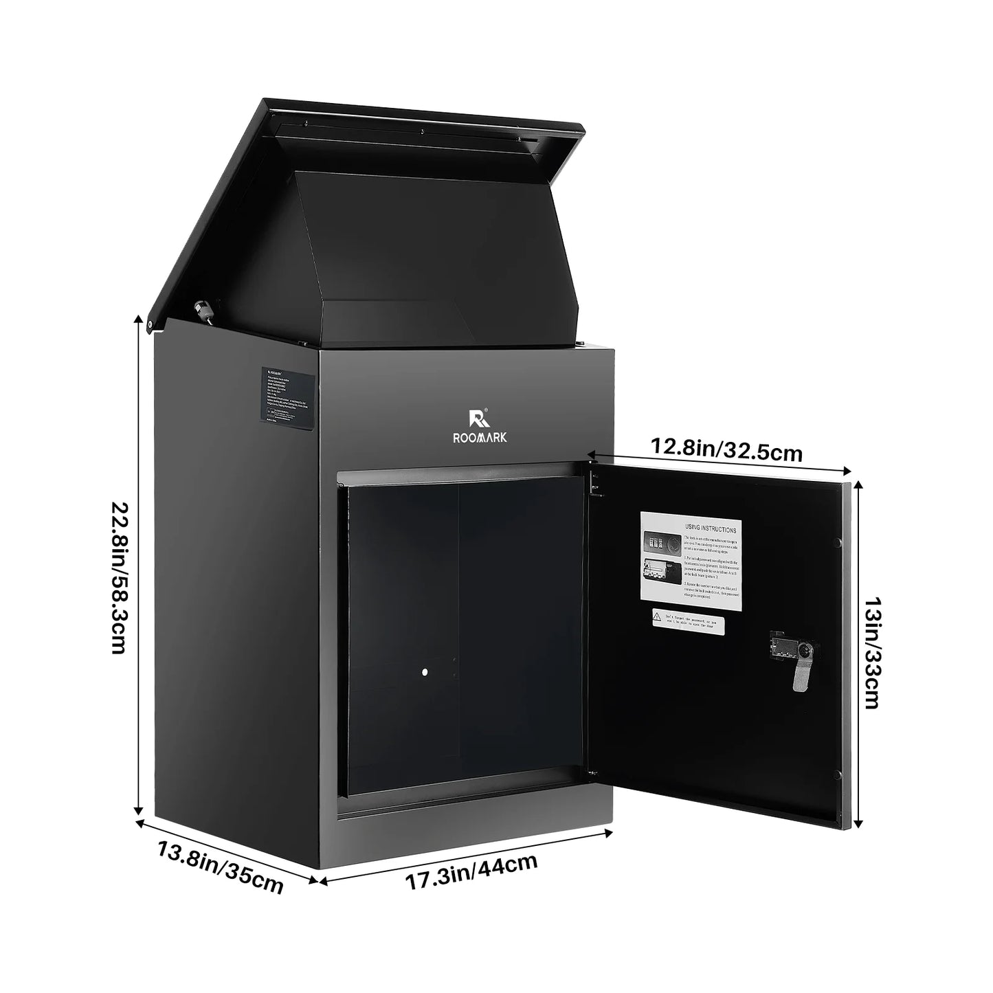 Roomark Package Delivery Box for Outside 15.75×16.15× 43.5inch Waterproof Anti-Theft Lockable Parcel Drop Box for Porch Curbside