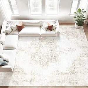 Area Rug Vintage Rug: Large Washable Living Room Rug Retro Medallion Distressed Rug Soft Low Pile Non-Slip Rugs Indoor Floo