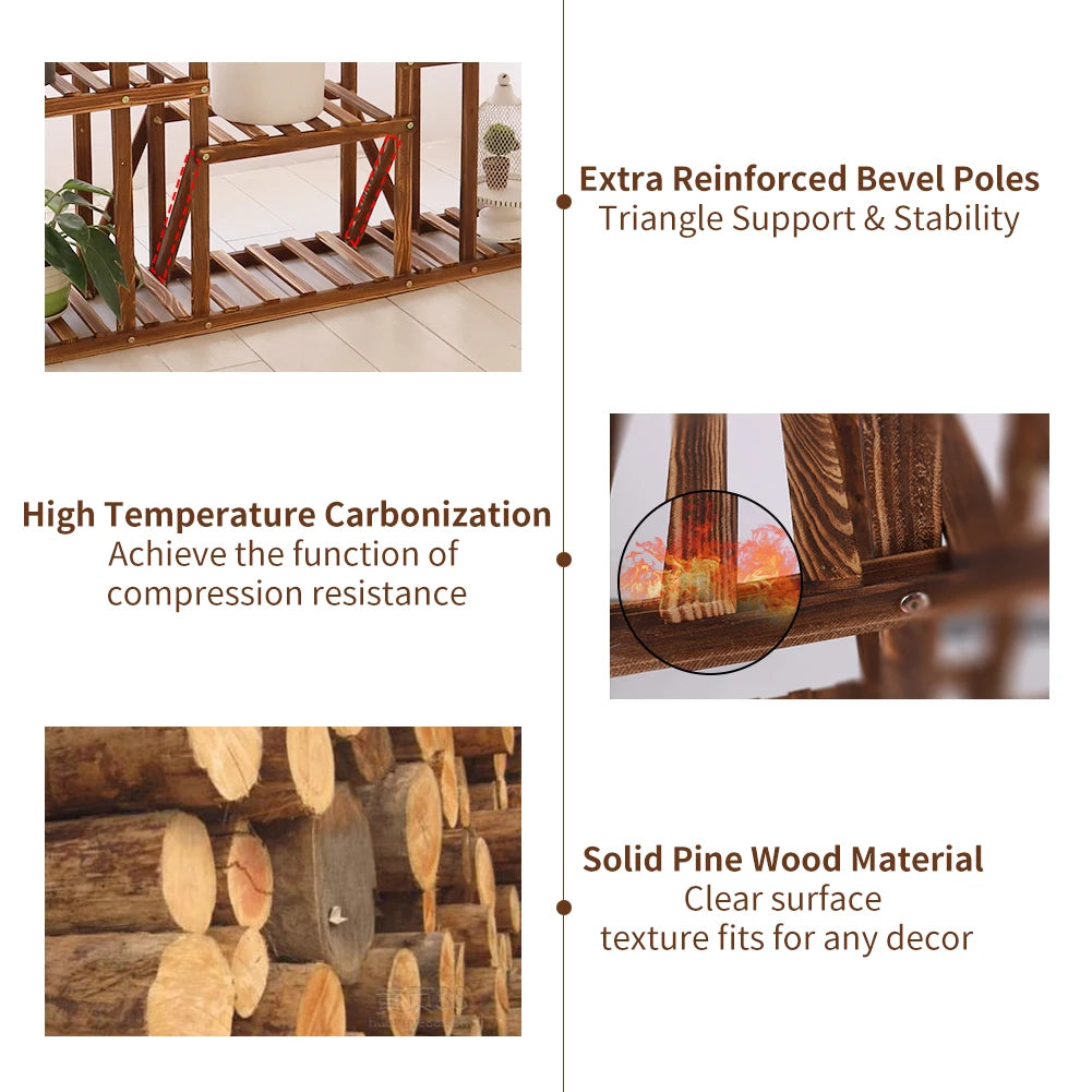 Wisfor Wooden Plant Shelf Multi Tier Pot Display Stand