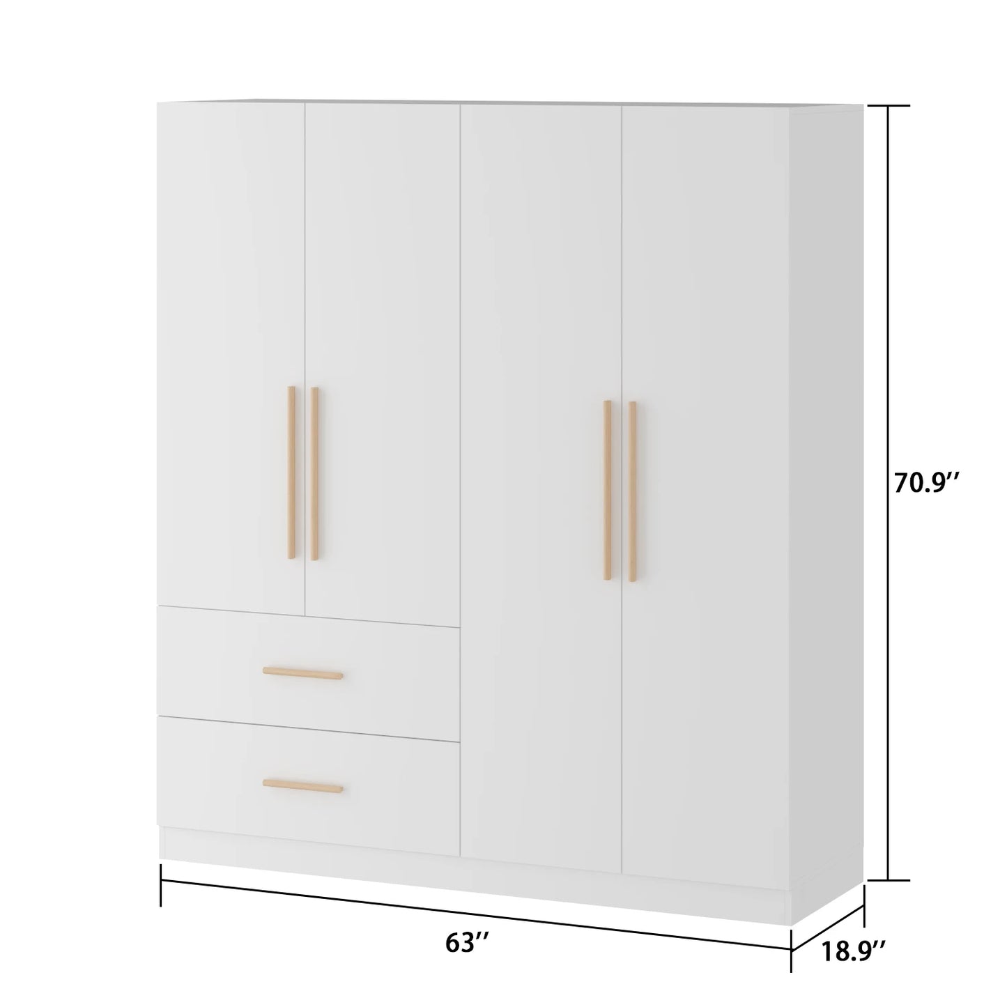 FUFU&GAGA Modern Wardrobe Armoire 2 Drawers 2 Hanging Rods