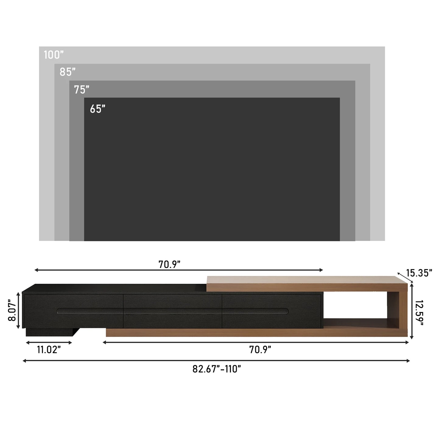 QiaoShiRen Extendable TV Stand Media Console With Storage