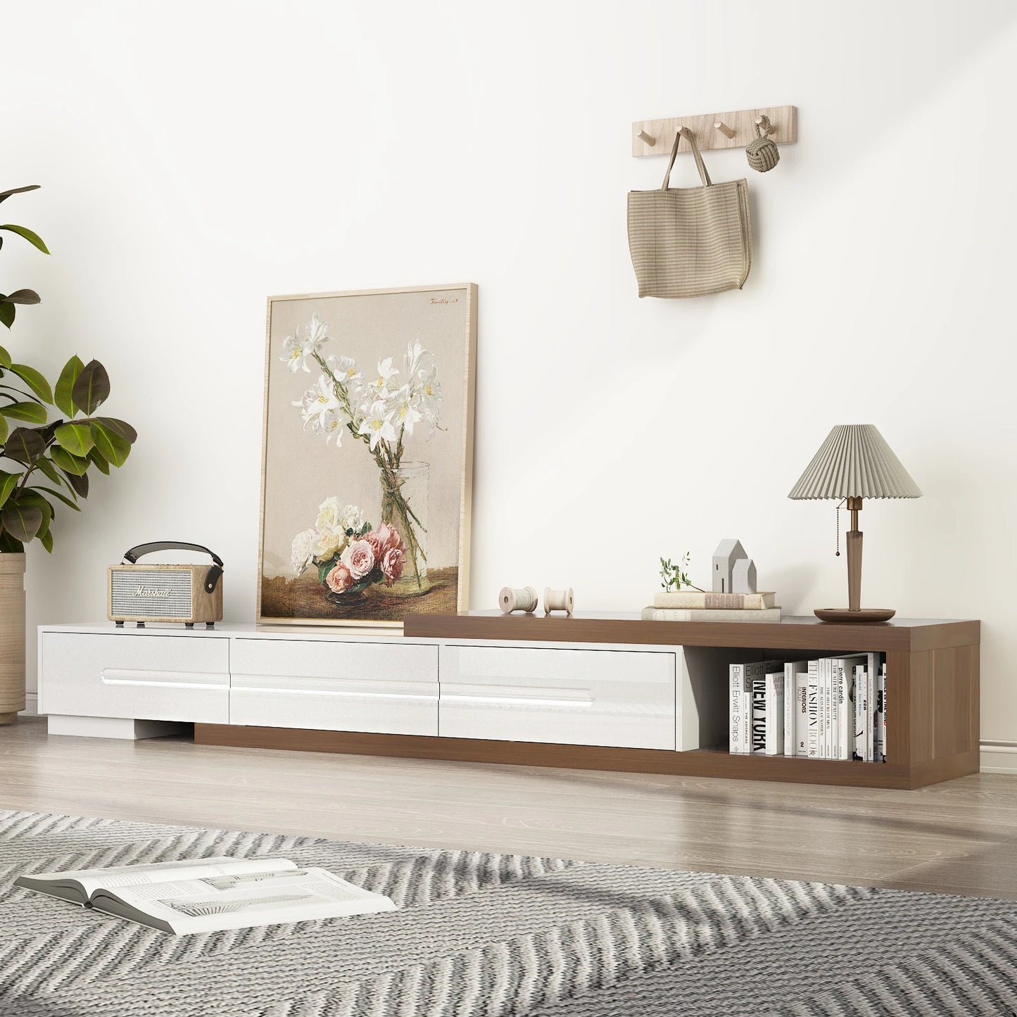 QiaoShiRen Extendable TV Stand Media Console With Storage