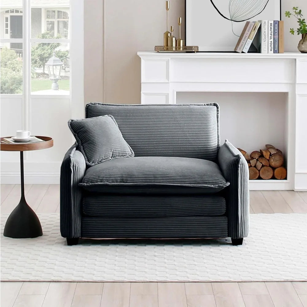 Modular Sectional Sofa Chair with Pillow,Single Corduroy Deep Seat Chair Modern Comfy Cloud Sofa Couches for Living Room Apartm