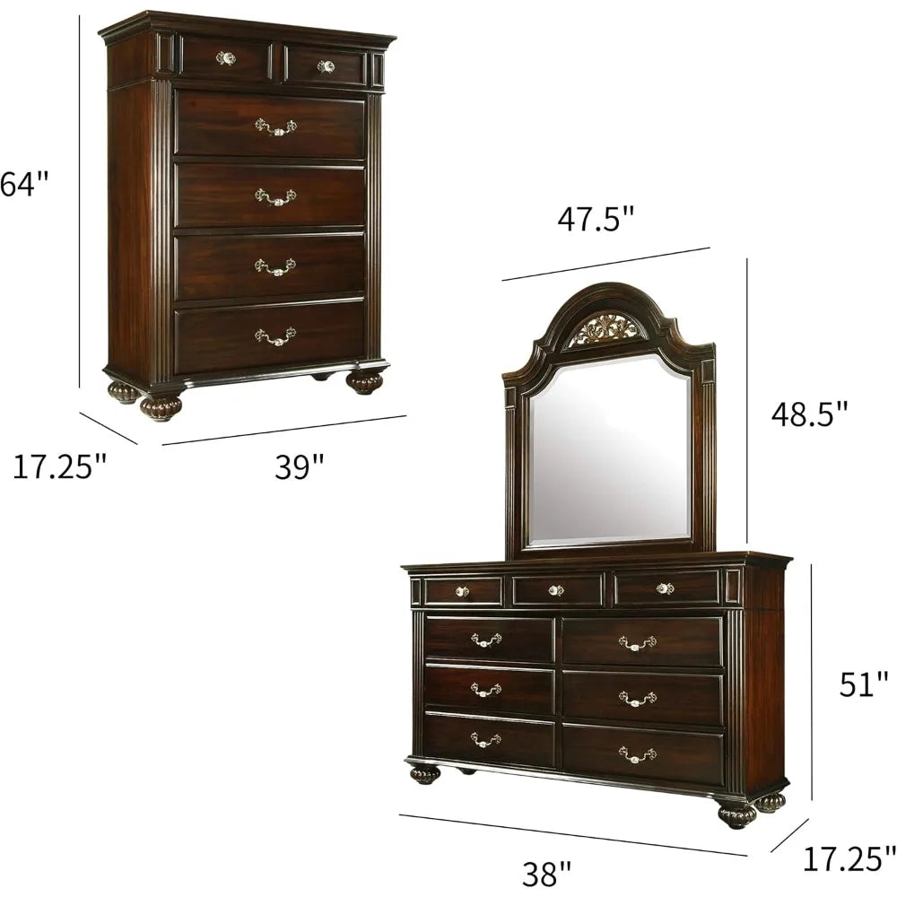 XMSJHign Syracuse 6-Piece Solid Wood Bedroom Set Collection