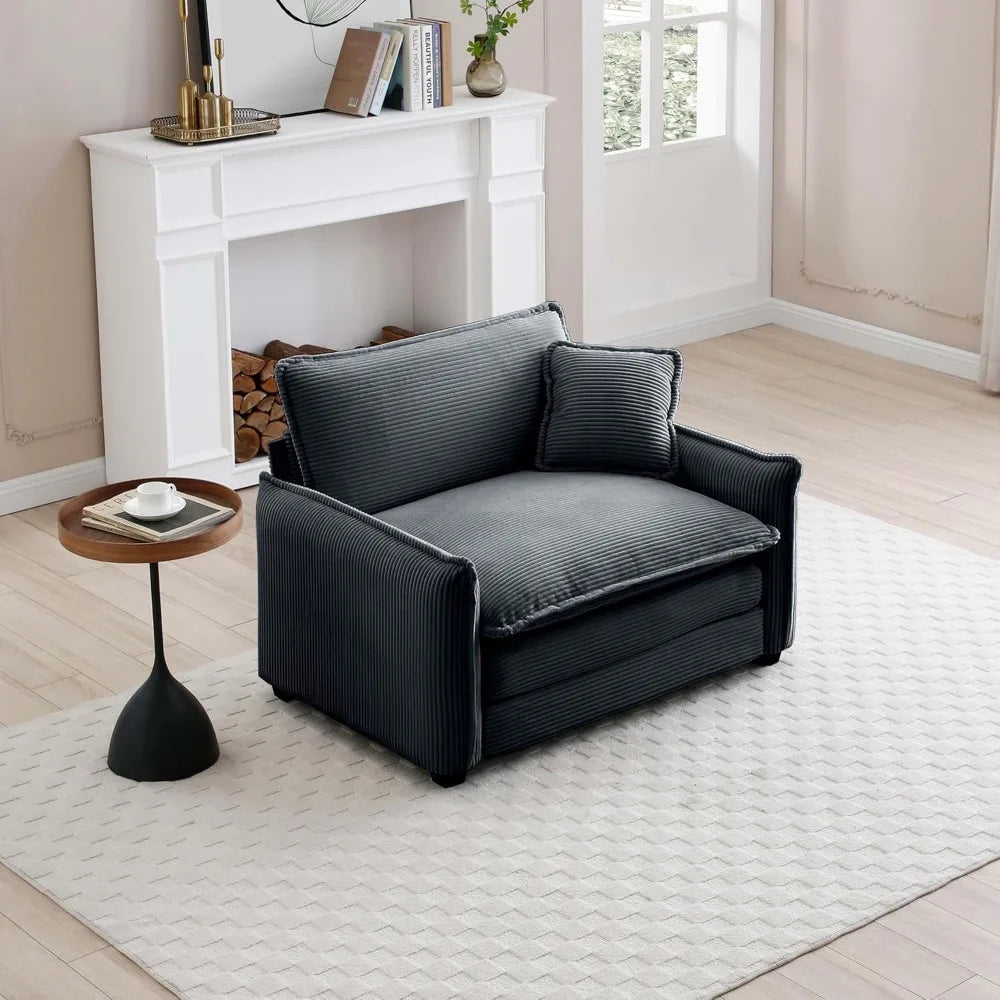 Modular Sectional Sofa Chair with Pillow,Single Corduroy Deep Seat Chair Modern Comfy Cloud Sofa Couches for Living Room Apartm