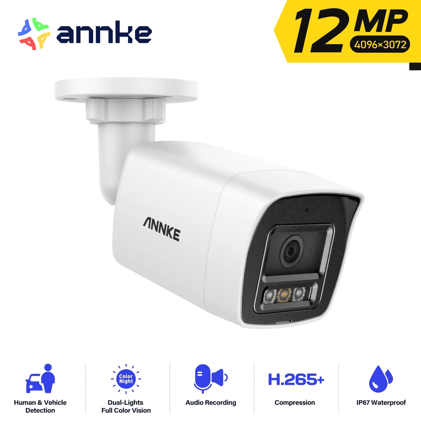 ANNKE 12MP Outdoor PoE Security Camera With Night Vision