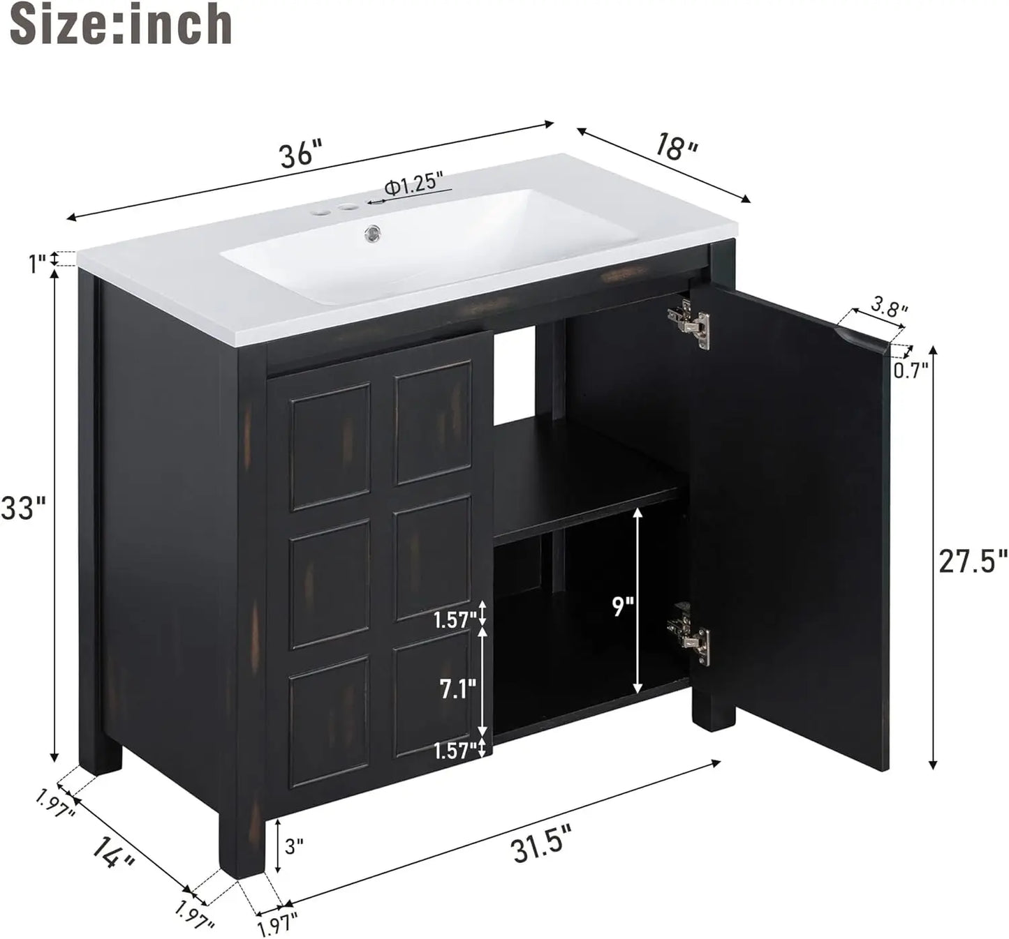 Hignconcerned Bathroom Vanity With Sink Two Door Cabinet