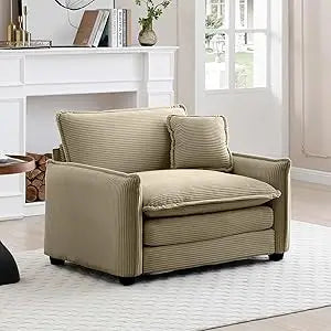 Modular Sectional Sofa Chair with Pillow,Single Corduroy Deep Seat Chair Modern Comfy Cloud Sofa Couches for Living Room Apartm