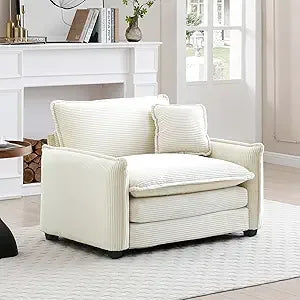 Modular Sectional Sofa Chair with Pillow,Single Corduroy Deep Seat Chair Modern Comfy Cloud Sofa Couches for Living Room Apartm