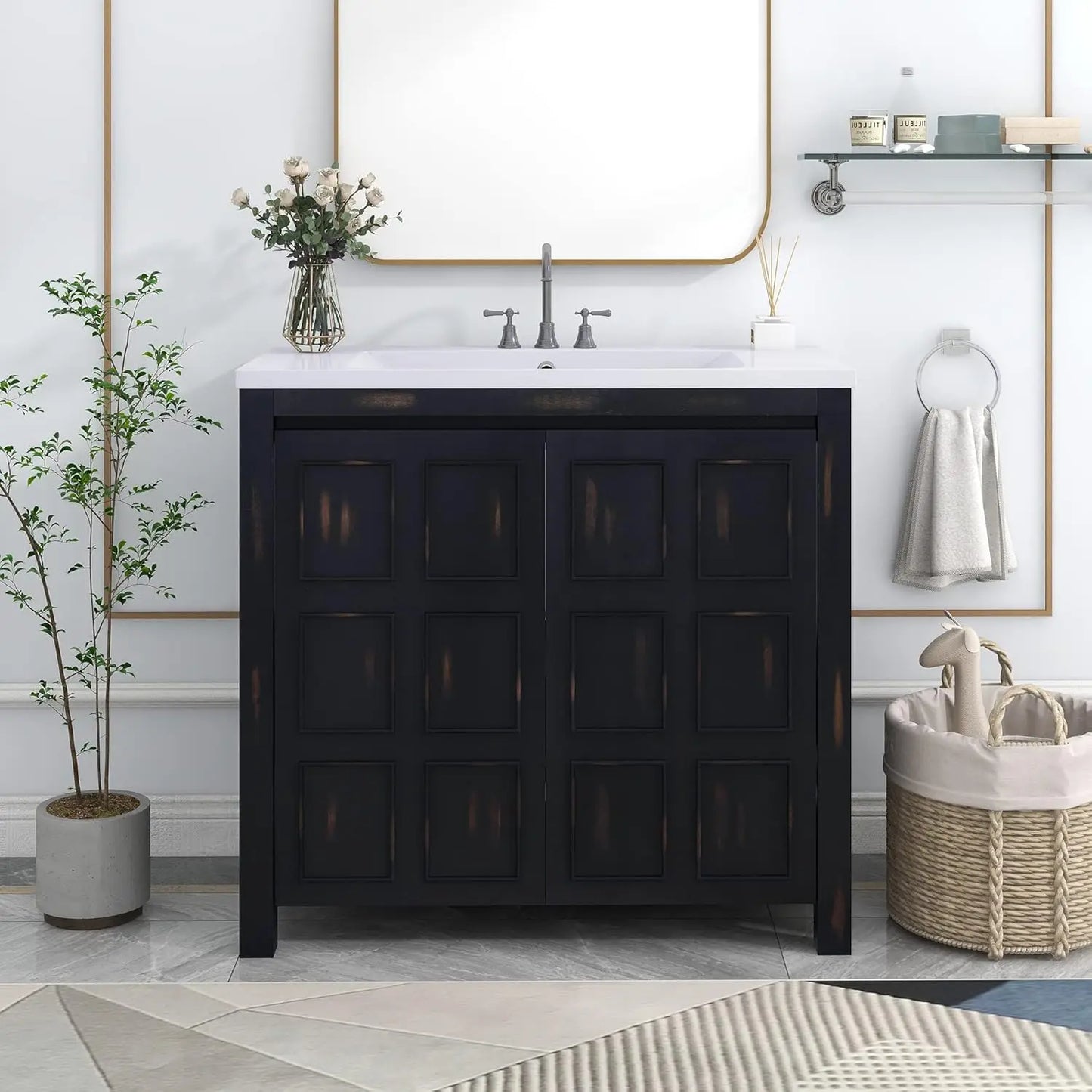 Hignconcerned Bathroom Vanity With Sink Two Door Cabinet