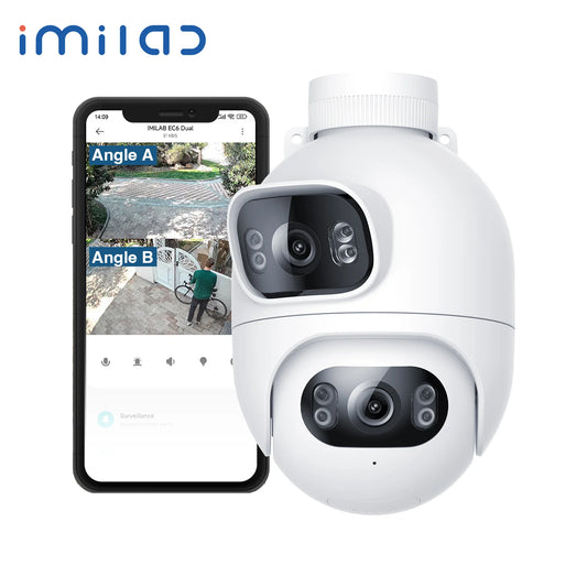 IMILAB Outdoor Surveillance Camera Dual Lens 360° PTZ Camera Colour Night Vision WiFi/LAN 7/24 Work EC6 Dual With MiHome App