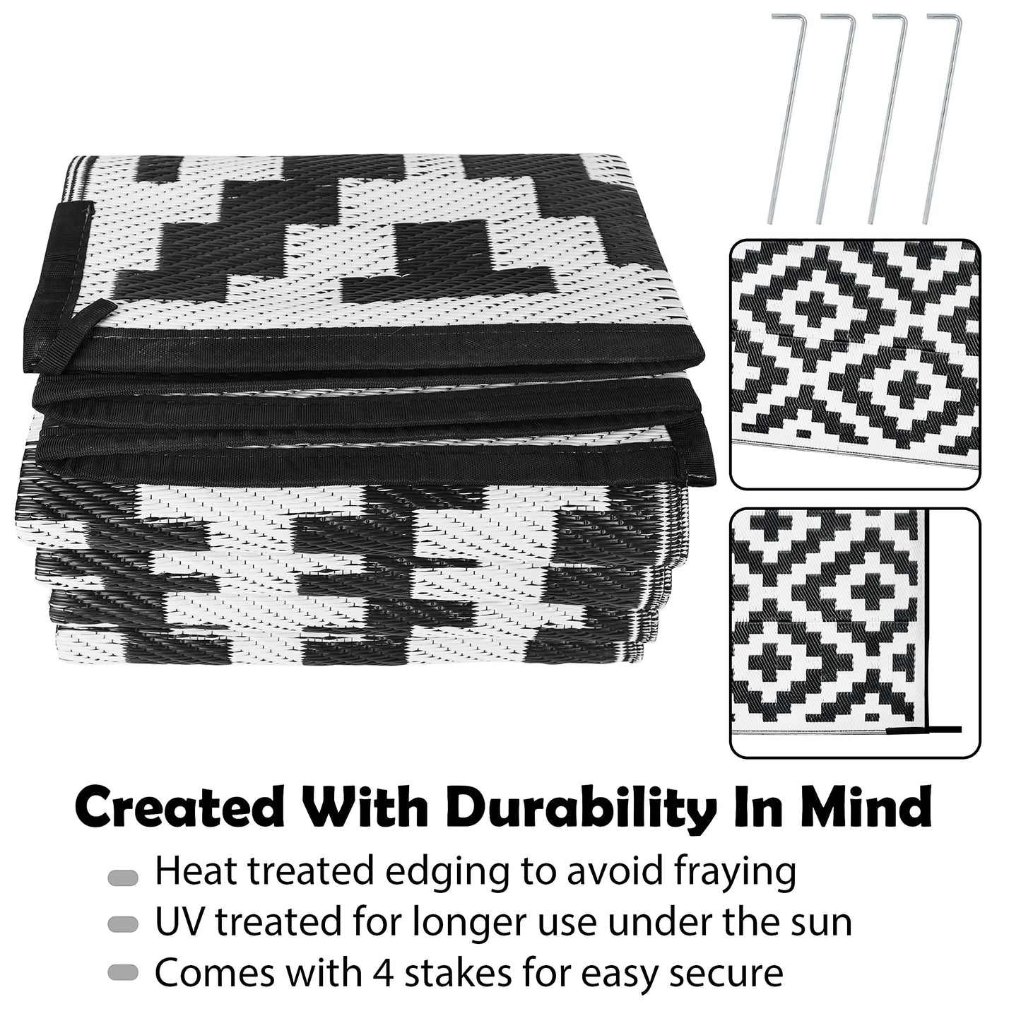WESTTUNE Outdoor Rug Foldable Reversible Plastic Straw Area Rugs Large Floor Mat for RV Patio Backyard Deck Picnic Beach Camping