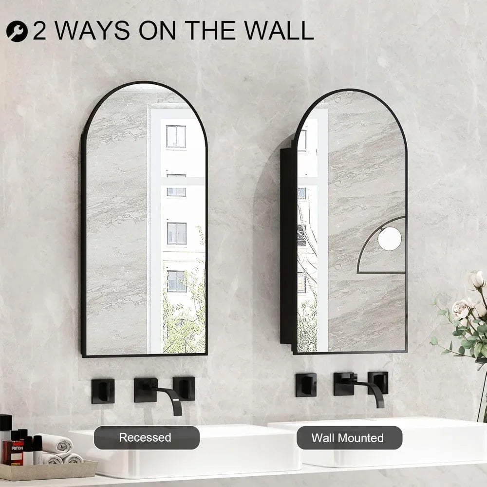 Angduo Arched Medicine Cabinet With Mirror For Bathroom