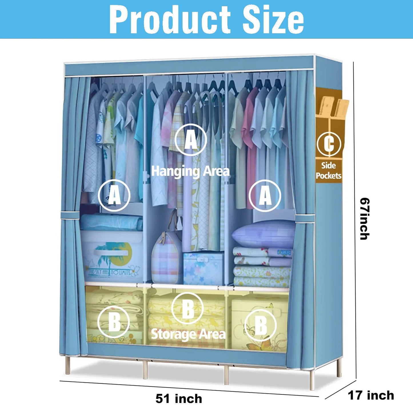 Folded Closet Wardrobe Organizer Nonwoven Fabric Storage