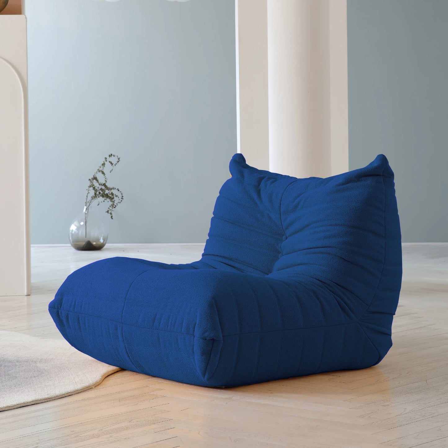 Teddy Fabric Bean Bag Sofas Comfy Lazy Floor Sofa Couch Soft Lounge Chairs Foam-Filled Accent Chair for Living Room Bedroom