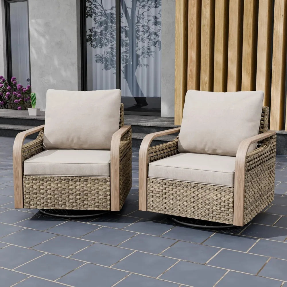 HUANZHUANG Modern Wicker Outdoor Glider Rocker Set for Patio