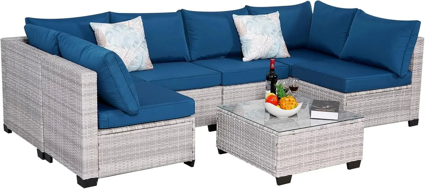 ANGDUO Outdoor Sectional Sofa Set Rattan Patio Furniture