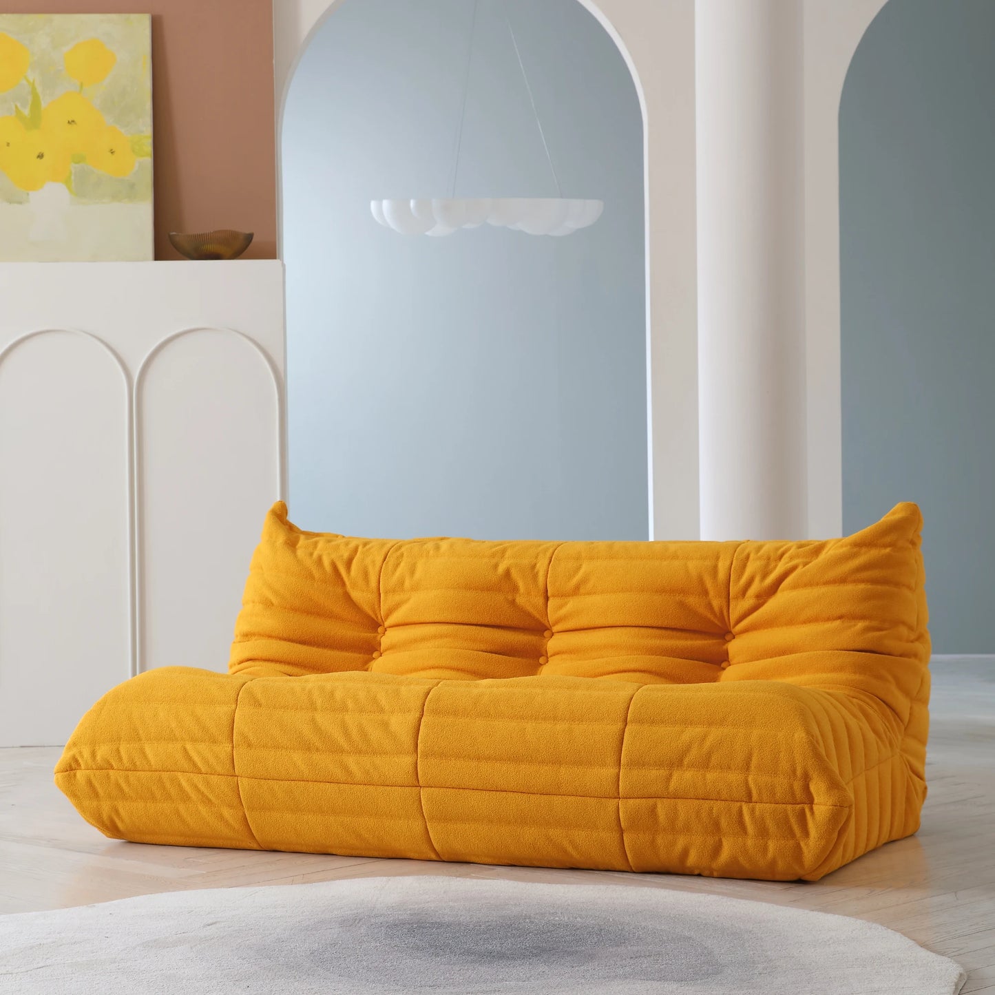 Teddy Fabric Bean Bag Sofas Comfy Lazy Floor Sofa Couch Soft Lounge Chairs Foam-Filled Accent Chair for Living Room Bedroom