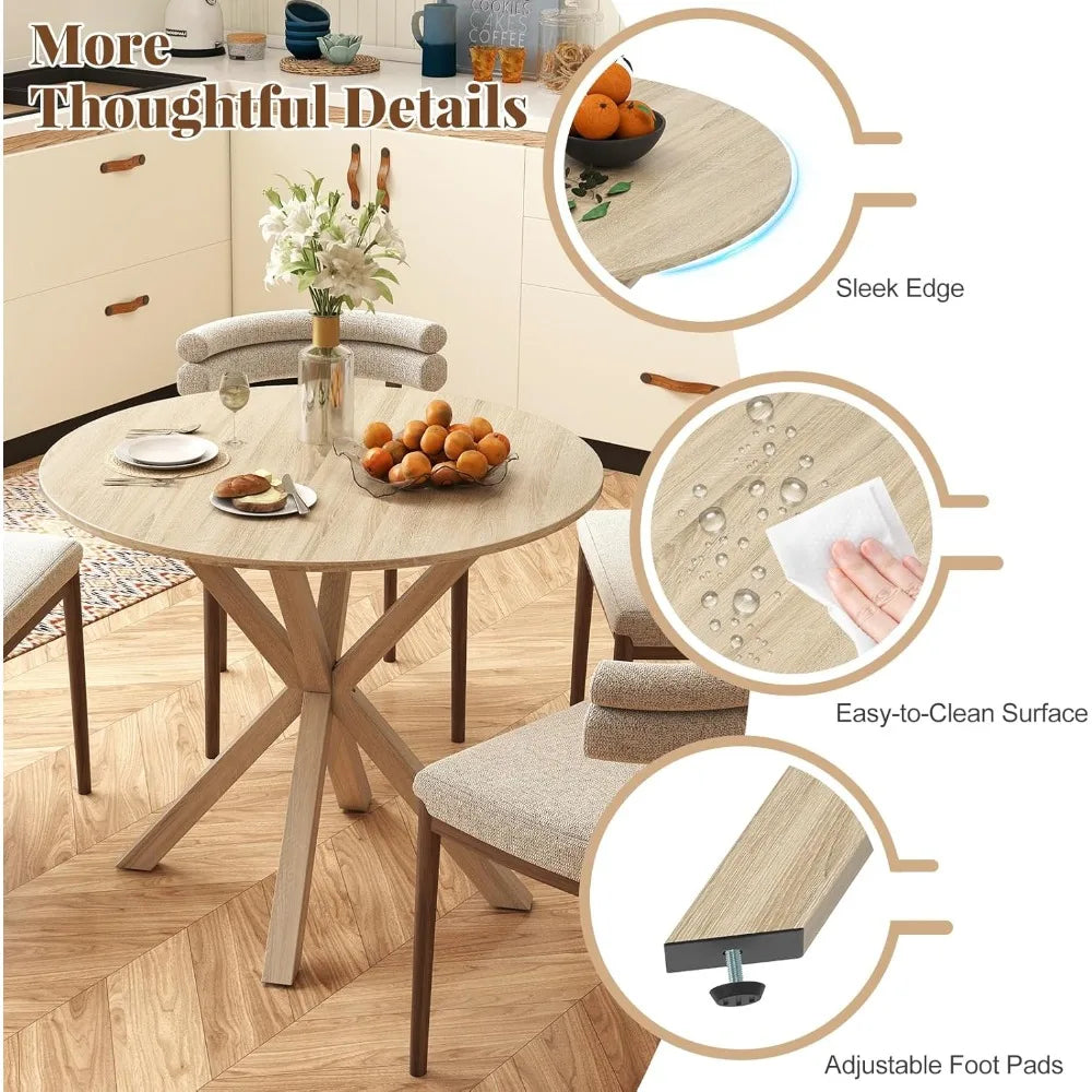 Moccha Round Dining Table Rubber Wood Farmhouse Style