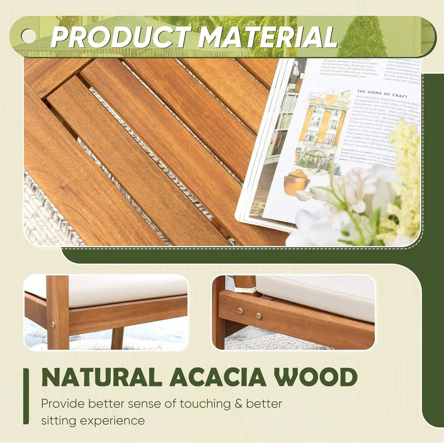 Hign Concerned 4 Piece Outdoor Acacia Patio Furniture Set