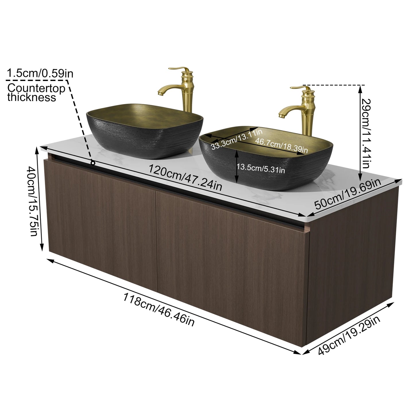 Wisfor Floating Vanity With Sink Combo Wall Mounted