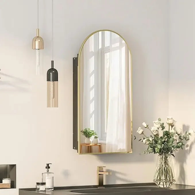 Angduo Arched Medicine Cabinet With Mirror For Bathroom