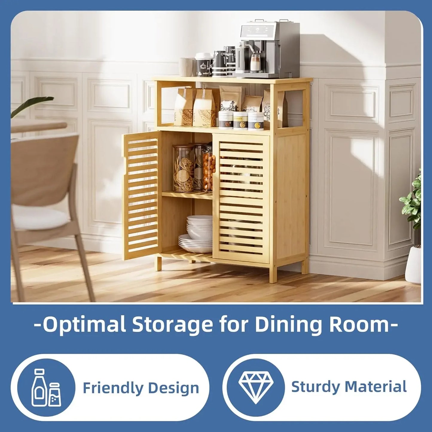XMSJH Bamboo Bathroom Cabinet Freestanding 4 Tier Storage