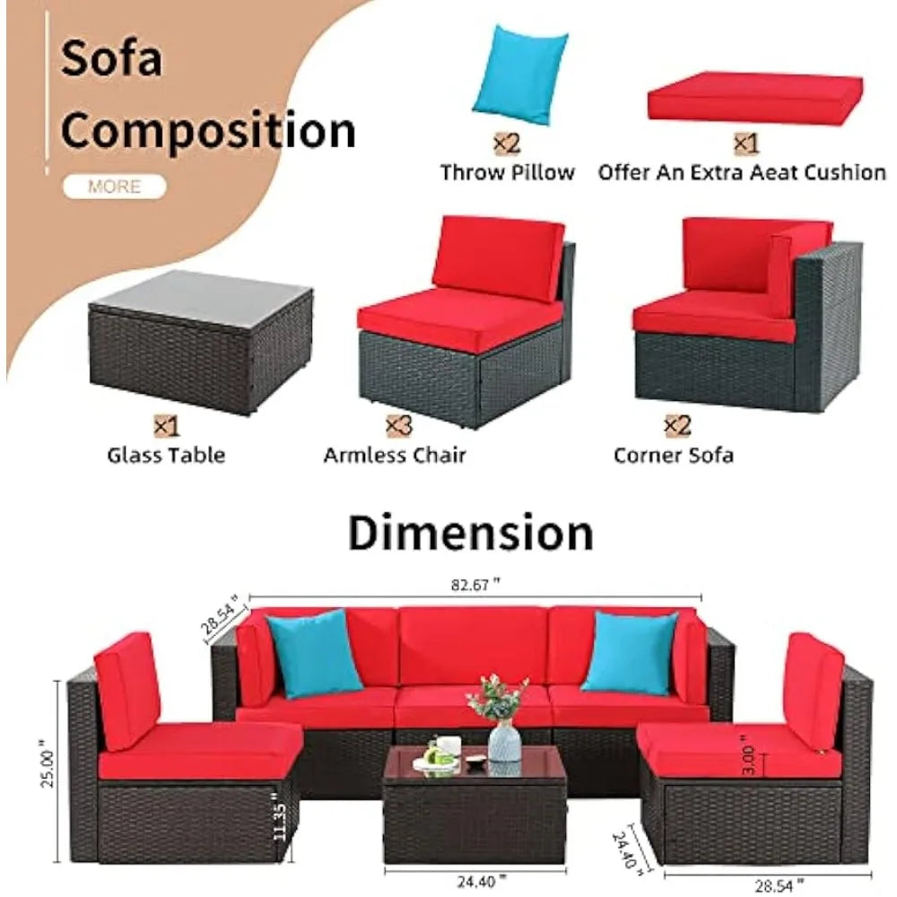 Hign-concerned 6 Piece All Weather Rattan Patio Set