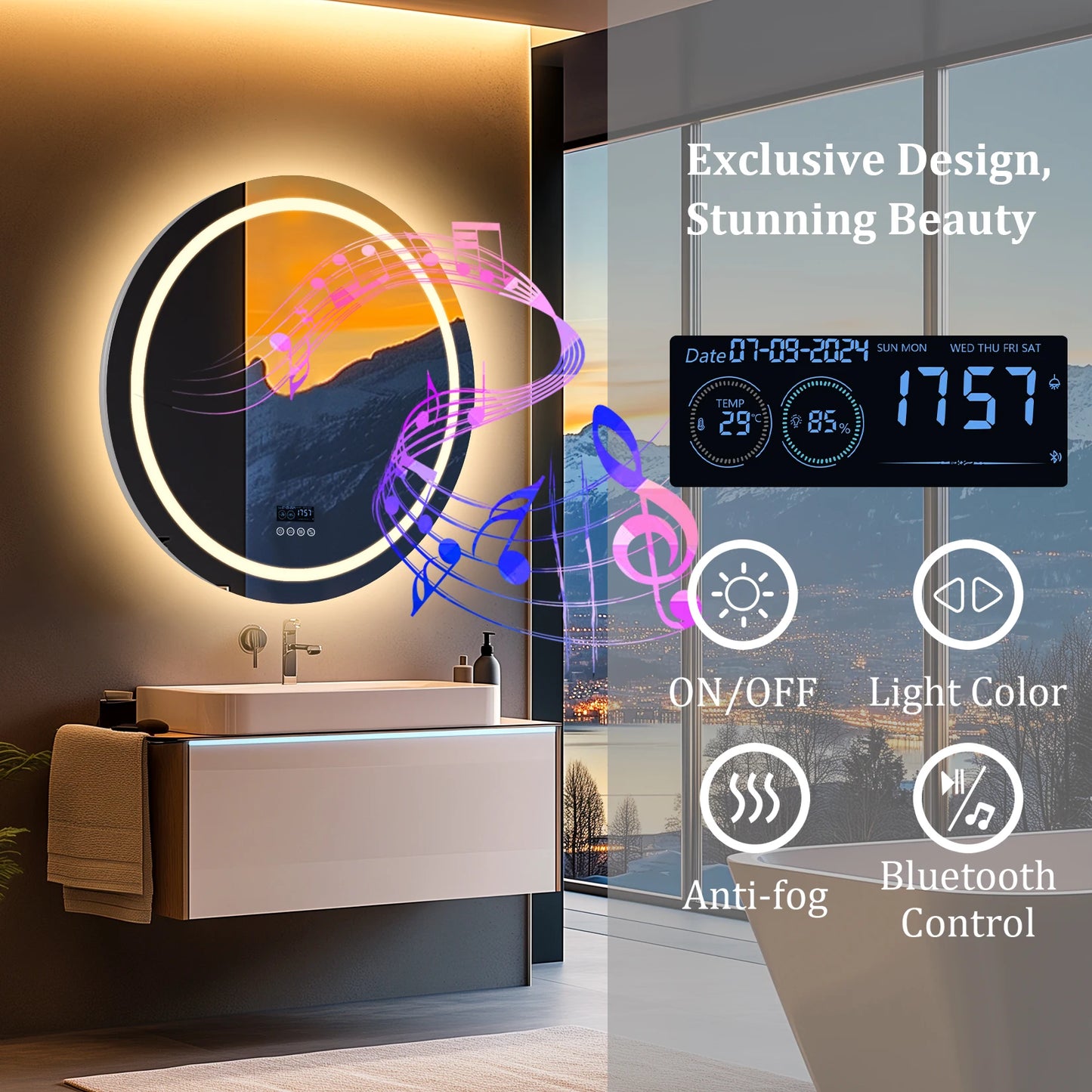 Wisfor Led Bathroom Mirror With Lights 3 Lighting Modes