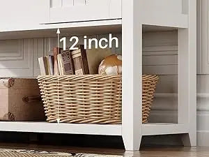 Redlife Entryway Table w/ Sliding Barn Doors, 46" Farmhouse Sofa Console Table w/ Storage Shelf for Hallway Entryway Living Roo