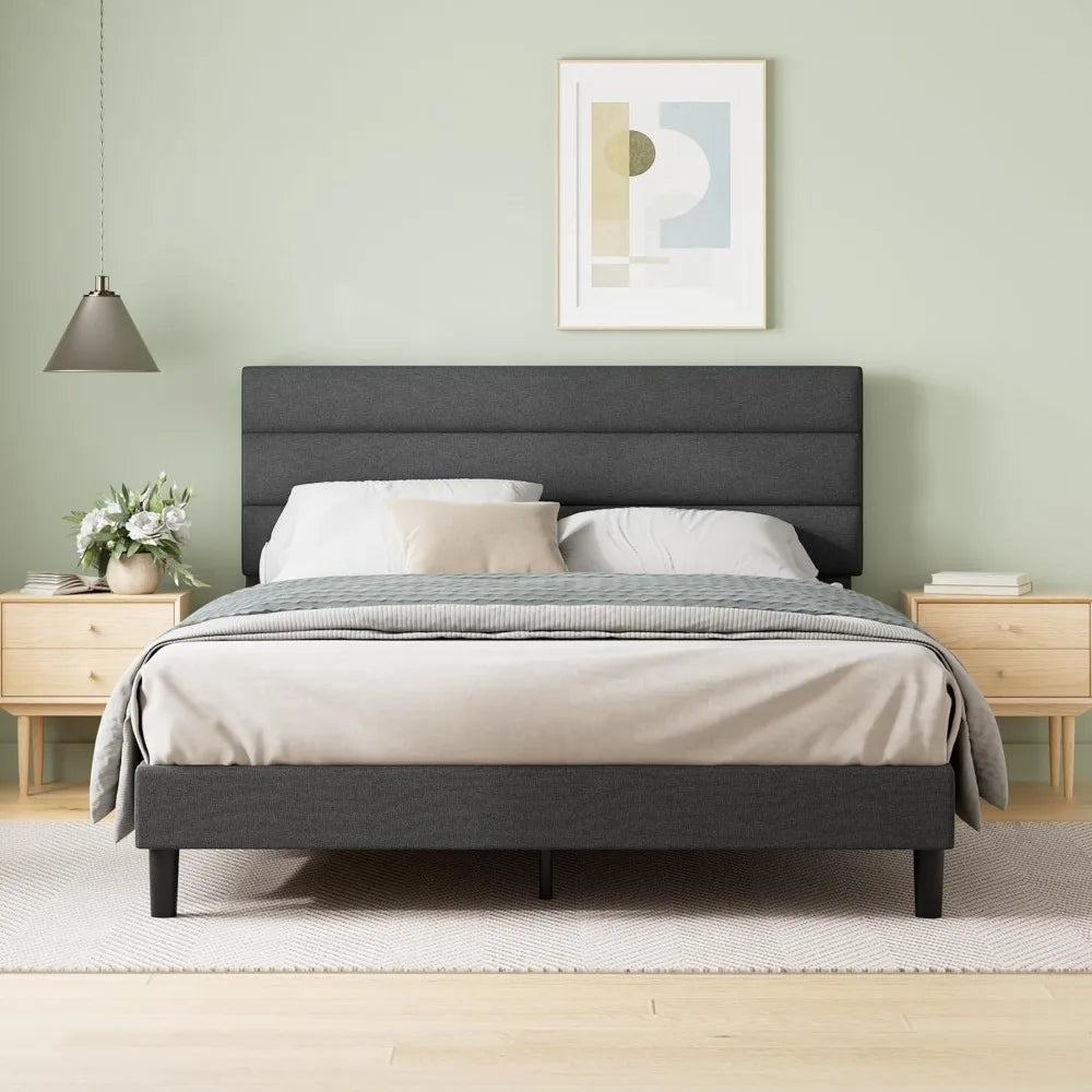 Piper Upholstered Platform Bed With Horizontal Headboard