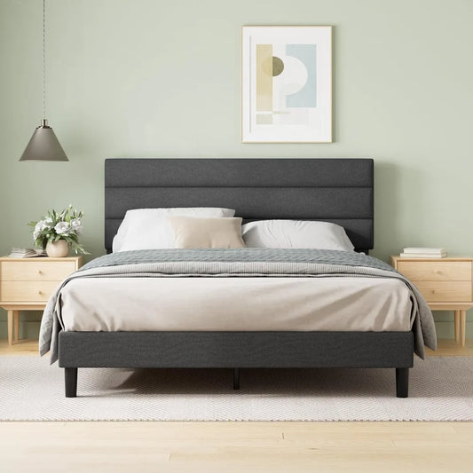 Piper Upholstered Platform Bed With Horizontal Headboard