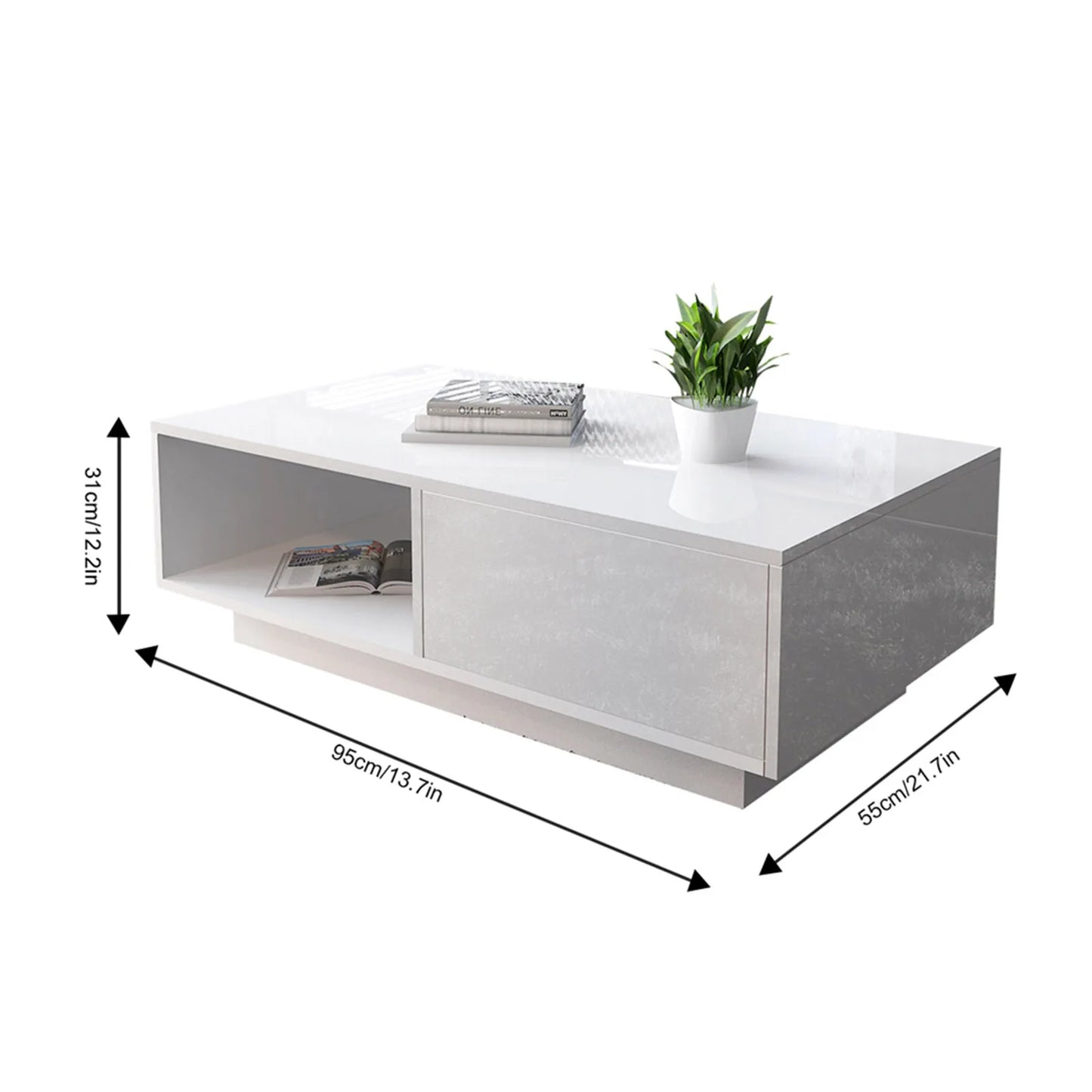 Coffee Table Modern High Gloss Rectangular Coffee Table Tea Table Storage Living Room Living Room Table Rectangular Coffee Table