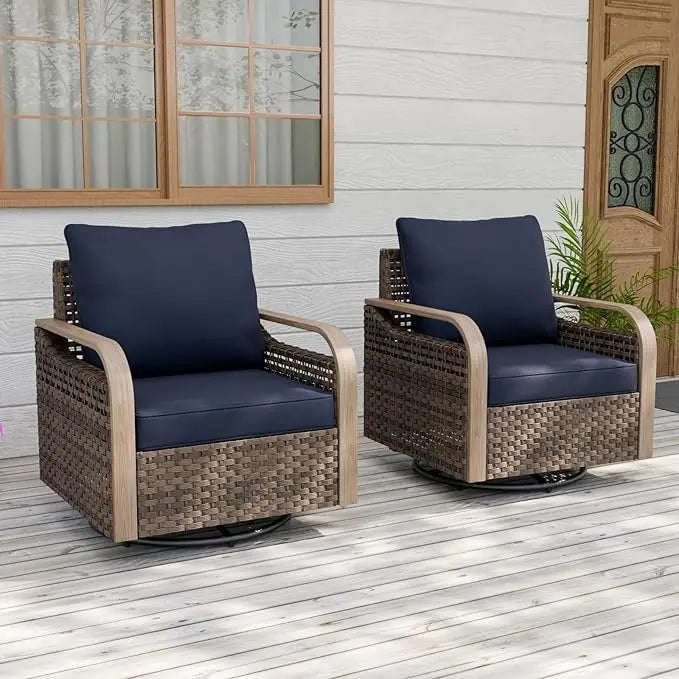HUANZHUANG Modern Wicker Outdoor Glider Rocker Set for Patio