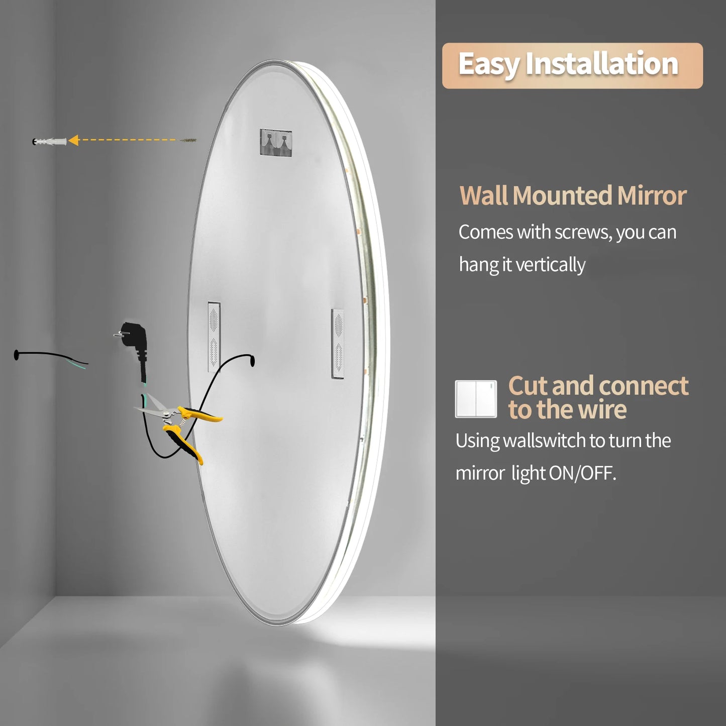 Wisfor Led Bathroom Mirror With Lights 3 Lighting Modes