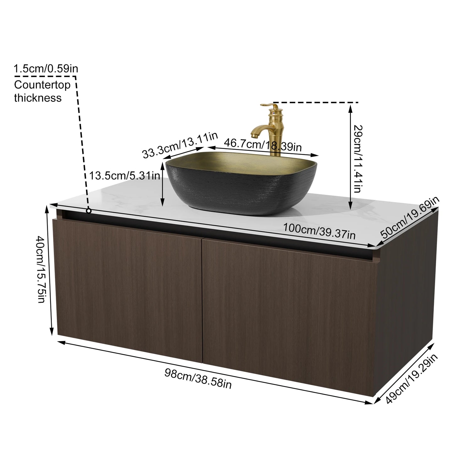 Wisfor Floating Vanity With Sink Combo Wall Mounted