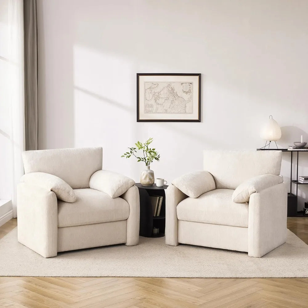 Chenille Oversized Armchair, 38.6 Wide Accent Chairs for Living Room & Bedroom Modern Lounge Chair, Upholstered Mid-Century Read