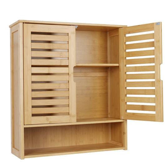 Wisfor Bamboo Bathroom Wall Cabinet With Medicine 2 Doors