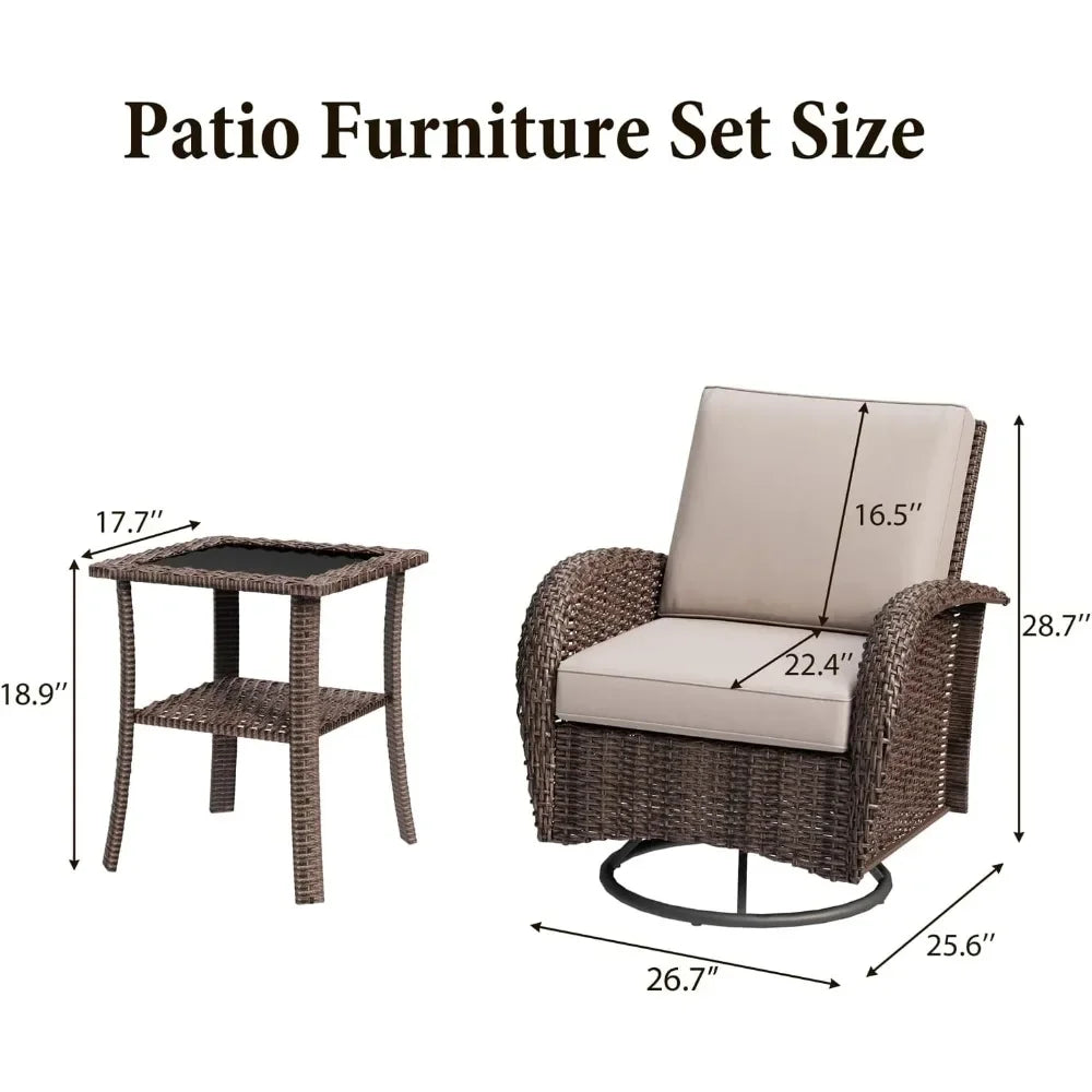 Rattan Wicker Patio Furniture Outdoor Swivel Chairs Table
