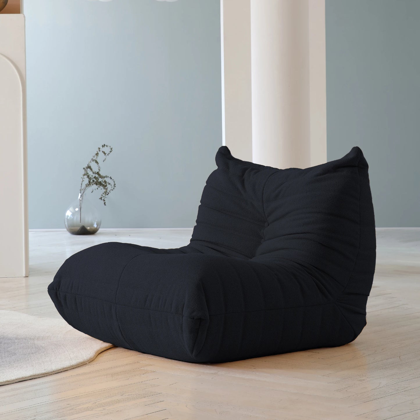 Teddy Fabric Bean Bag Sofas Comfy Lazy Floor Sofa Couch Soft Lounge Chairs Foam-Filled Accent Chair for Living Room Bedroom