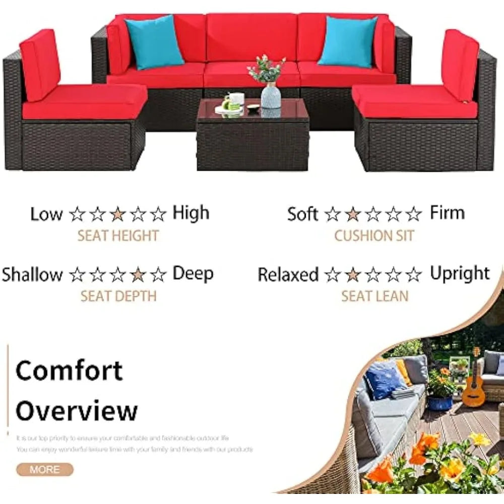 Hign-concerned 6 Piece All Weather Rattan Patio Set