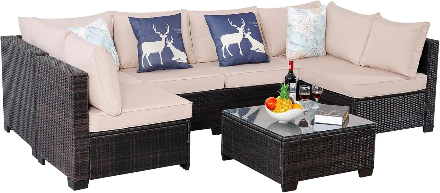 ANGDUO Outdoor Sectional Sofa Set Rattan Patio Furniture