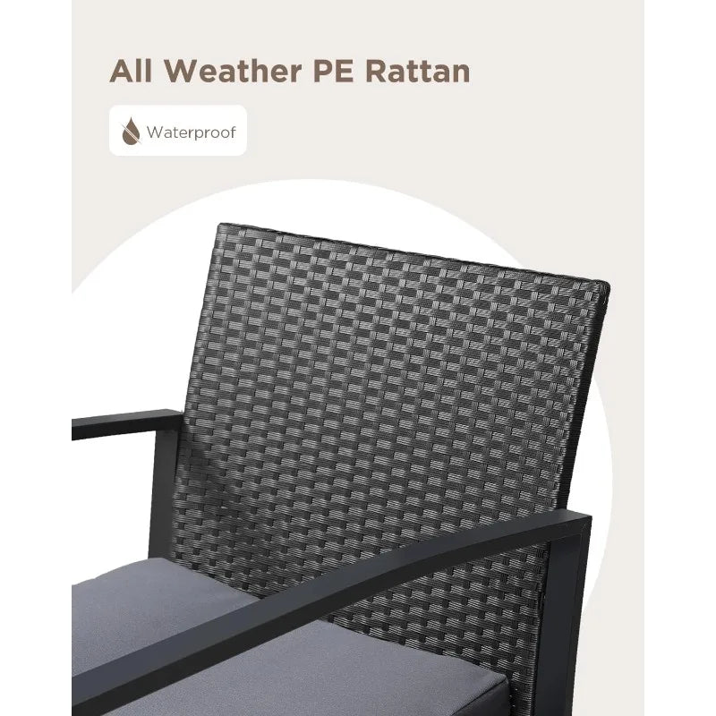 Pieces Patio Furniture Set, Outdoor Rocking Chair Sets with Cushion, Modern Rattan Conversation Sets for Porches and Balc