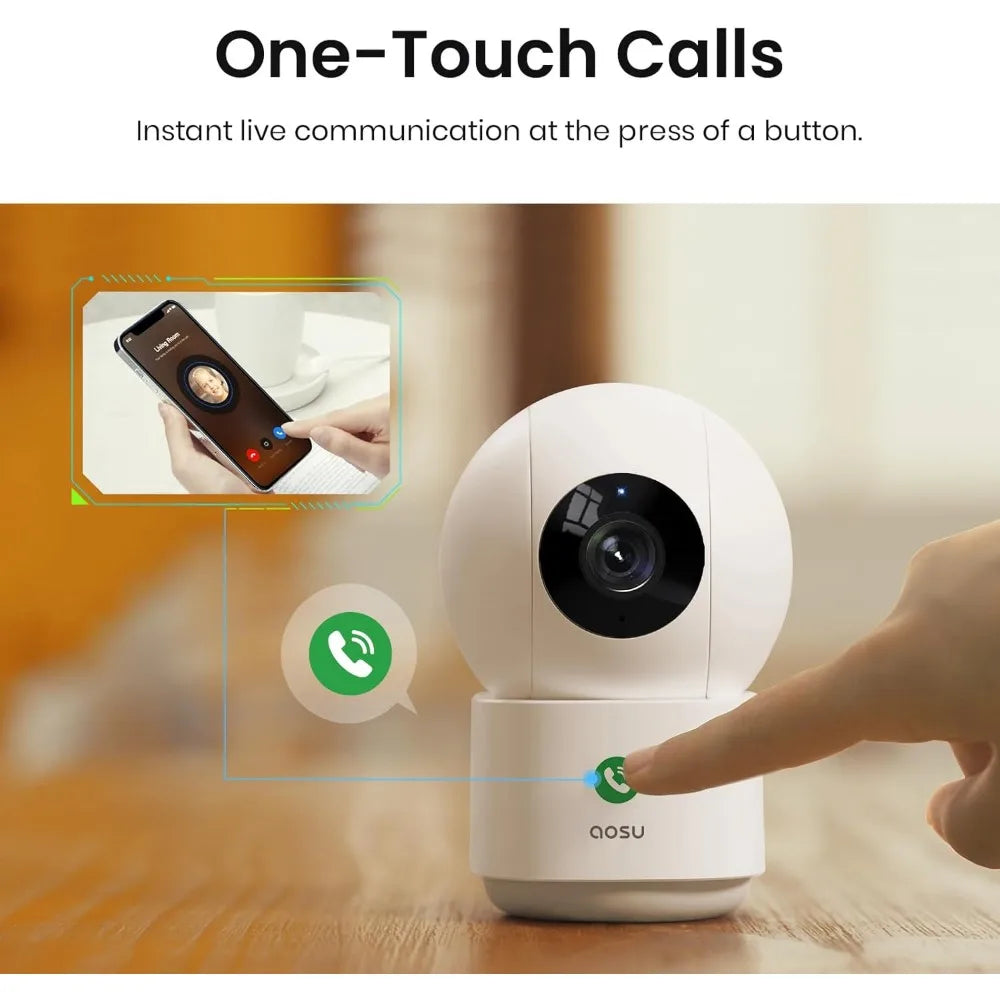 4mp security camera indoor, 2.5k baby monitor pet camera 360° for home security, wifi camera with 5/2.4 ghz wi-fi, one-touch ca