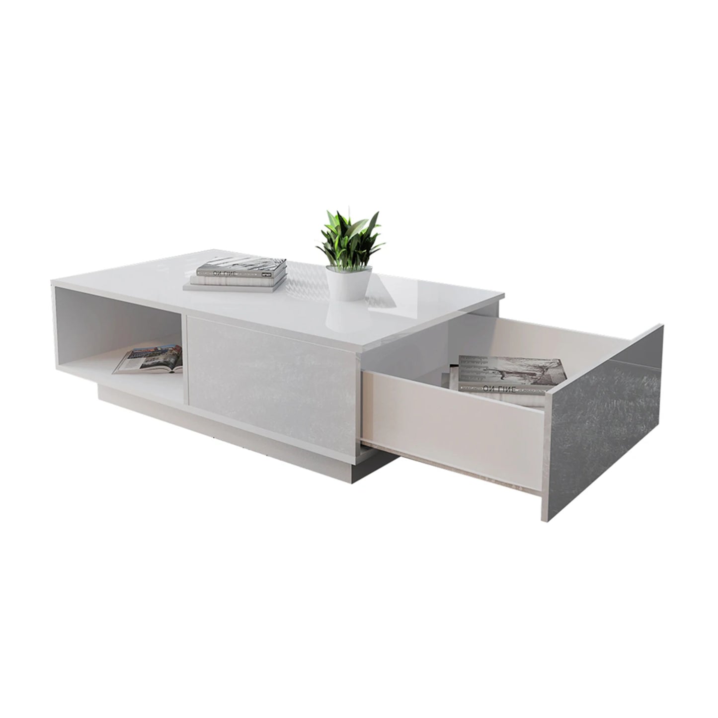 Coffee Table Modern High Gloss Rectangular Coffee Table Tea Table Storage Living Room Living Room Table Rectangular Coffee Table