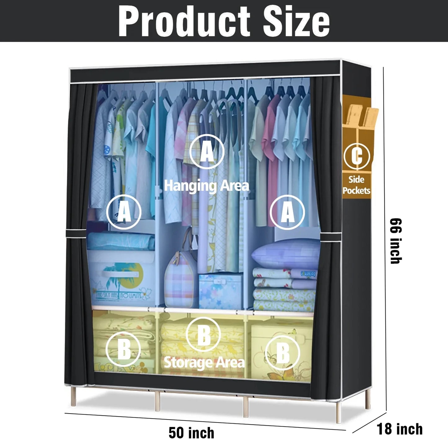 Folded Closet Wardrobe Organizer Nonwoven Fabric Storage