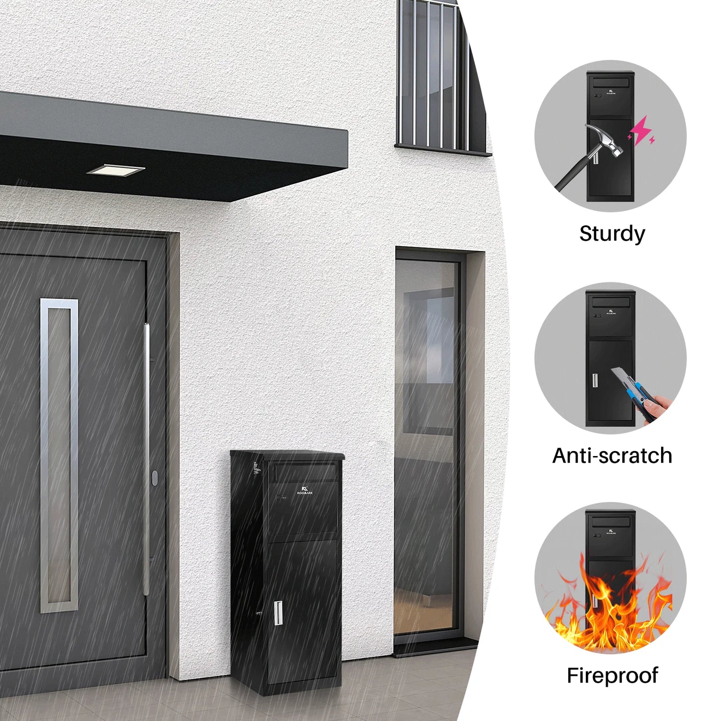 Roomark Package Delivery Box for Outside 15.75×16.15× 43.5inch Waterproof Anti-Theft Lockable Parcel Drop Box for Porch Curbside